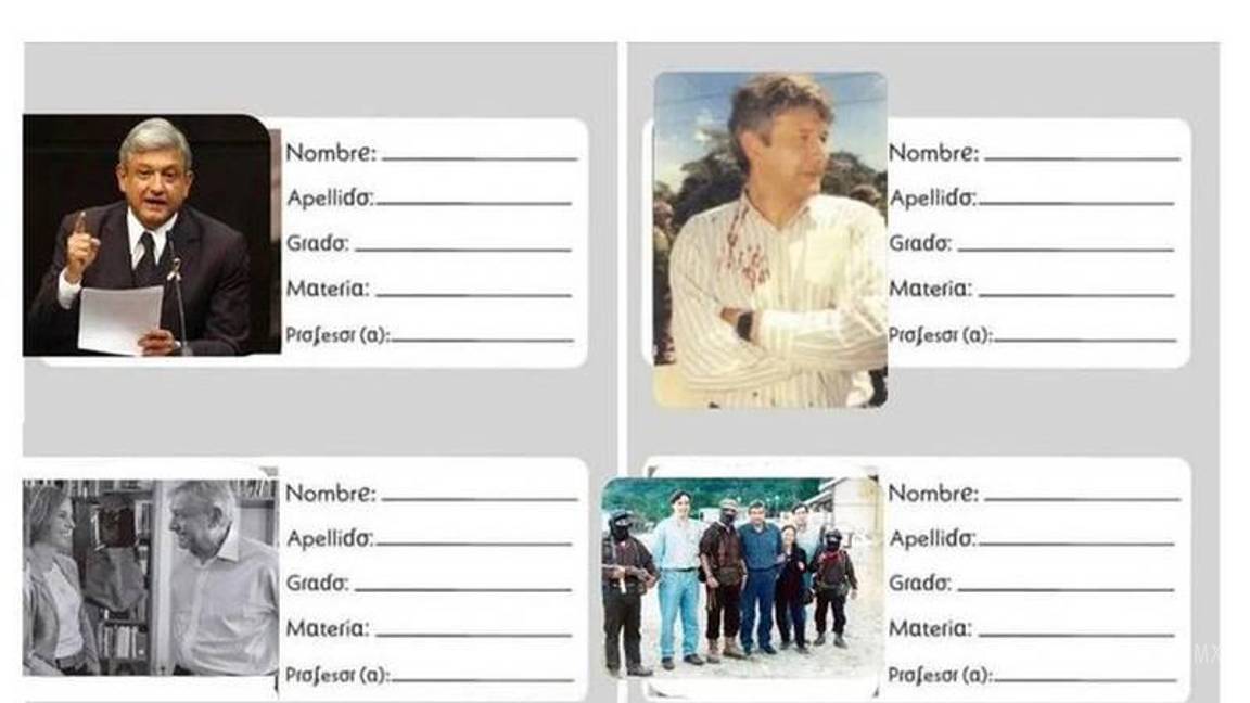 ¿AMLO en tus libros y cuadernos?... Morena comparte etiquetas de López Obrador para el regreso a clases