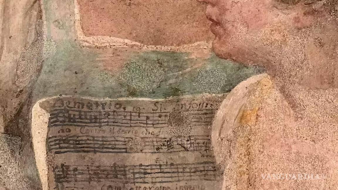 $!La partitura musical representada en el fresco de Jacopo Guaraná.