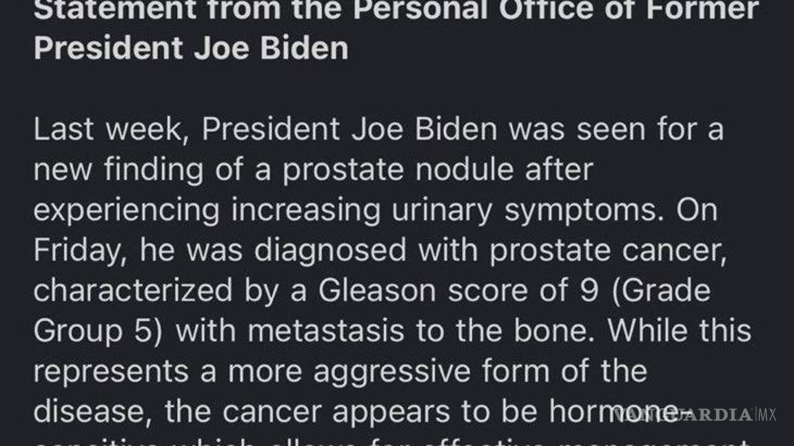 $!Diagnostican al expresidente de Estados Unidos, Joe Biden, con cáncer de próstata a sus 82 años de edad