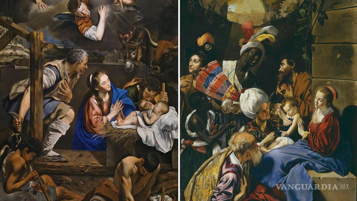 $!Dos obras de Juan Bautista Maíno (apodado el Caravaggio español), La Adoración de los pastores, 1612/14, (i) y la Adoración de Los Magos (i), hacia 1611/13.