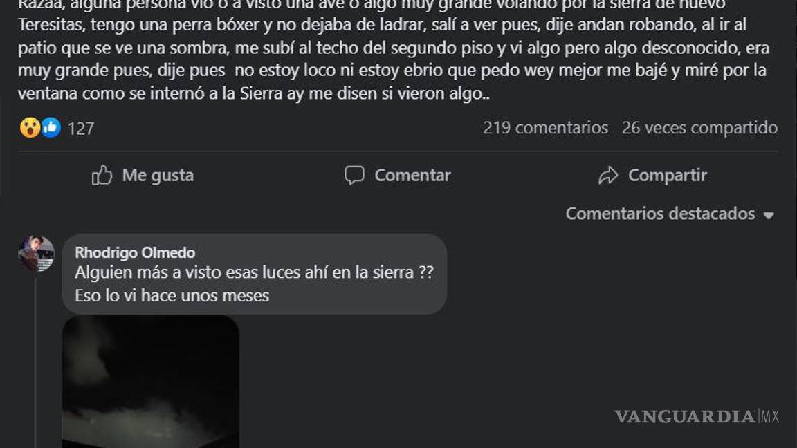 $!Aseguran saltillenses haber visto a ‘hombre pájaro’ en alrededores de Sierra de Zapalinamé.