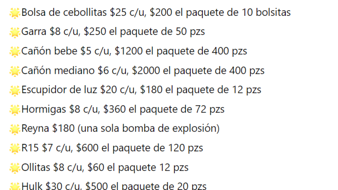 Anuncian en redes venta clandestina de pirotecnia en Saltillo, pese a restricciones