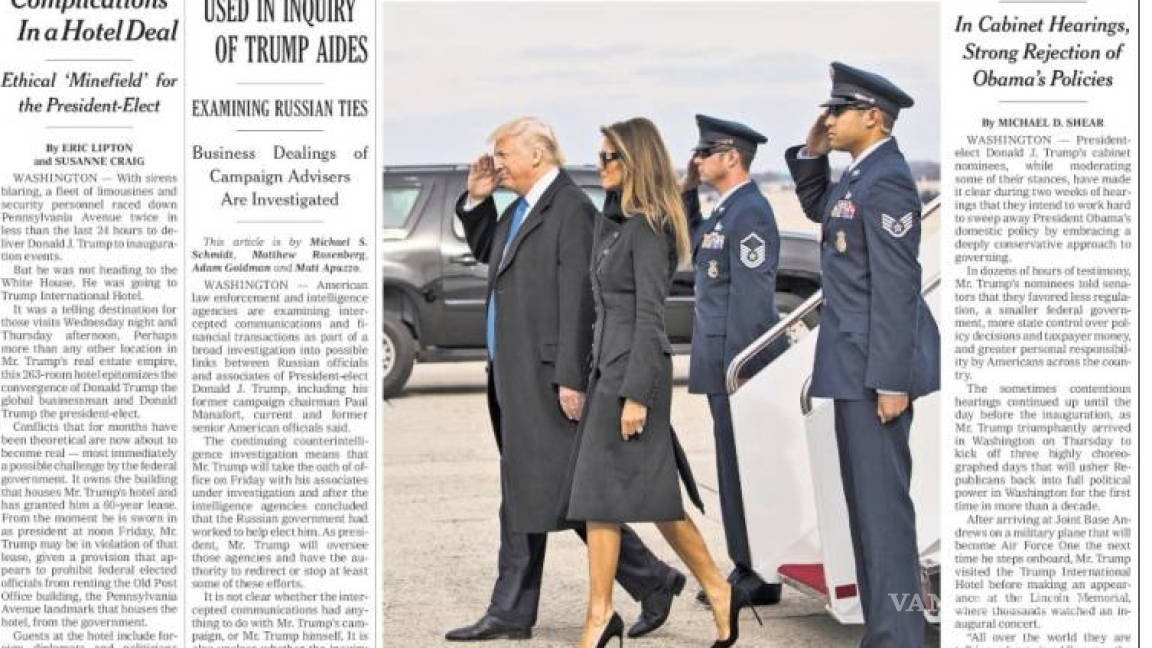 Portadas de los diarios en el mundo destacan la asunción de Trump
