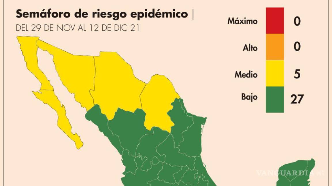 Coahuila regresa al color amarillo en Semáforo Epidemiológico: Secretaría de Salud