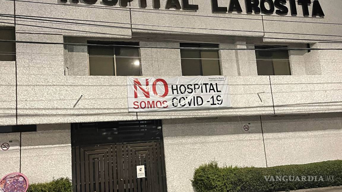 Cuelgan mantas hospitales privados de Saltillo: no se atiende COVID