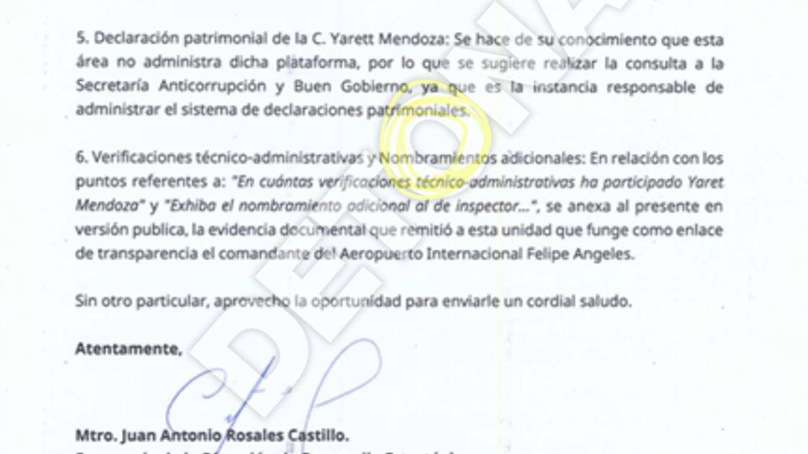 $!Documento firmado por Juan Antonio Rosales Carrillo, encargado de la Dirección de Desarrollo estratético.