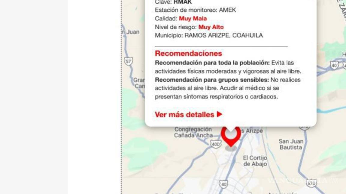 $!En Ramos Arizpe el índice marcaba muy malo y riesgo muy alto.