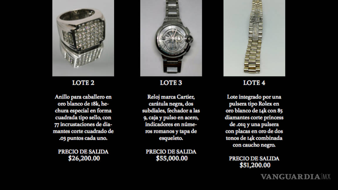 $!Las joyas del Narco que subastarán en Los Pinos: pulseras de 2 millones, relojes de 1 millón y más