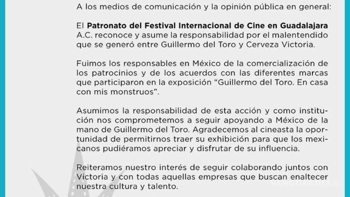 $!Festival de Cine de Guadalajara aclara malentendido entre Guillermo Del Toro y Cerveza Victoria