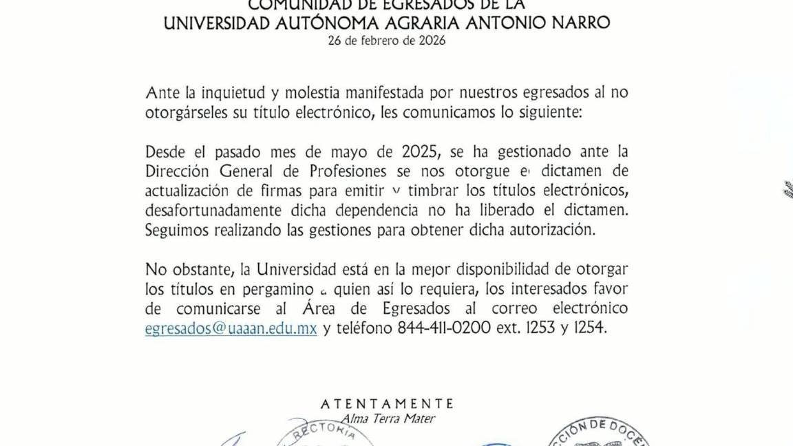 $!La Rectoría ofreció entregar títulos en pergamino.