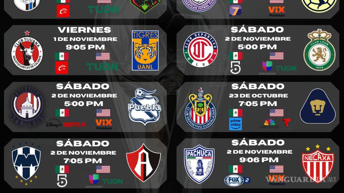 $!Estos son los encuentros que se disputarán en la Jornada 15 del Apertura 2024 de la Liga MX.