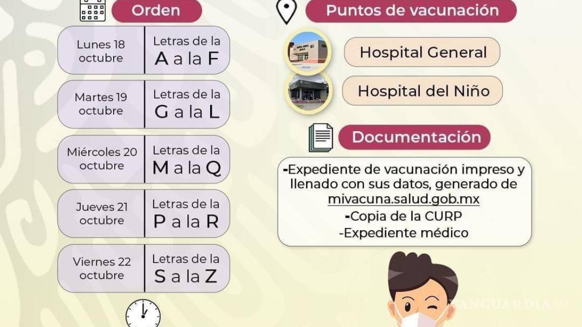 Iniciará vacunación contra COVID-19 a menores con comorbilidades en Saltillo