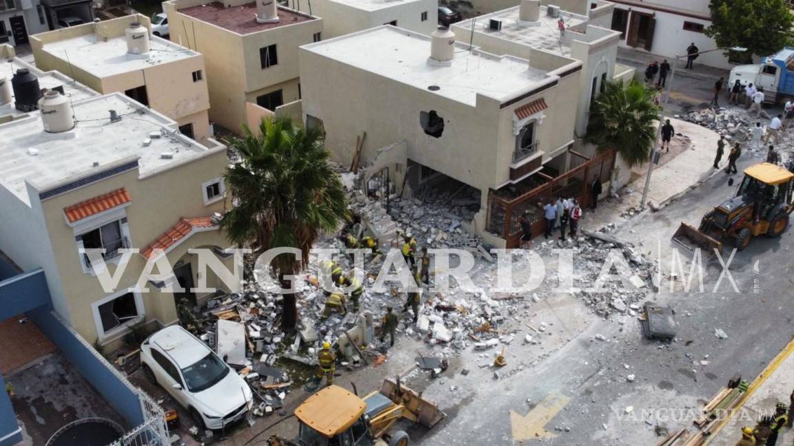 $!Vista aérea del derrumbe en el fraccionamiento de Saltillo.