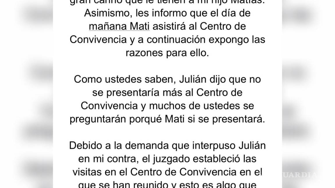 $!Marjorie de Sousa asegura que su hijo asistirá a las visitas programadas con Julián Gil