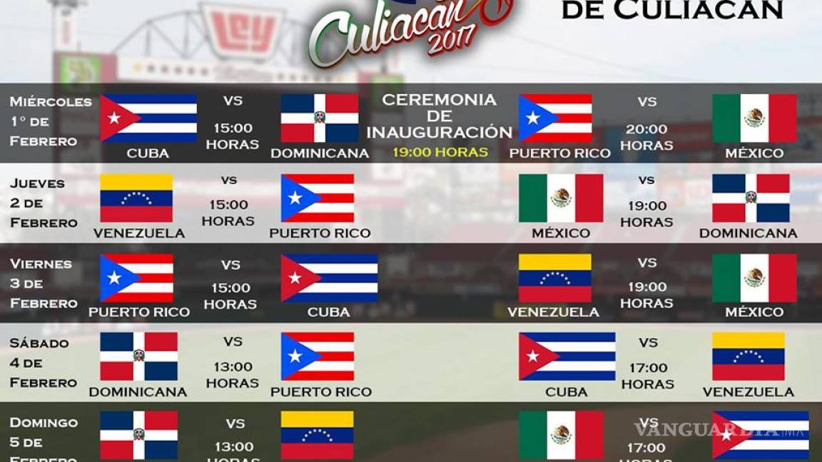 Listo el calendario de la Serie del Caribe 2017