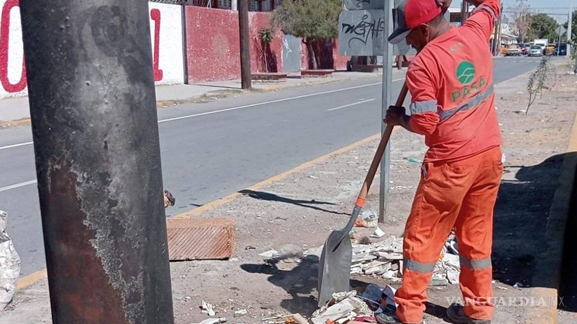 Dirección de Servicios Públicos limpia y reforesta bulevar de Torreón con apoyo ciudadano