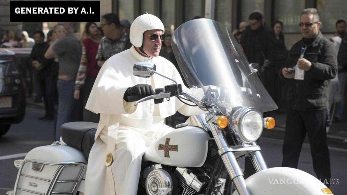 $!Una imagen generada por IA que muestra al Papa Francisco, con casco en una motocicleta.