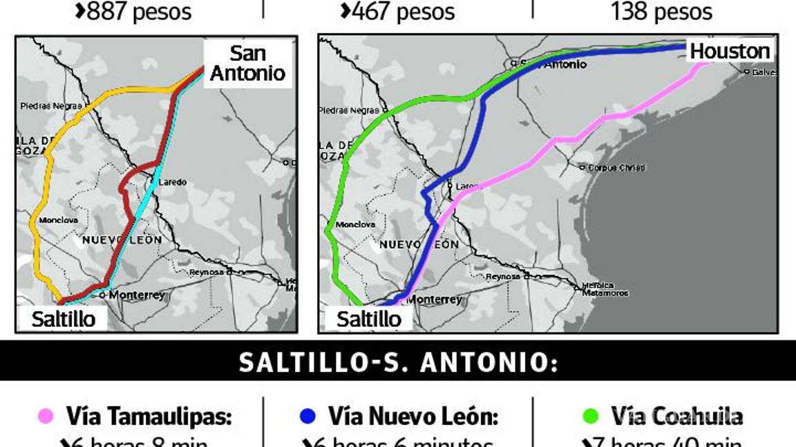 $!Por Coahuila, Nuevo León o Tamaulipas, ¿qué te conviene más para viajar de Saltillo a Texas?