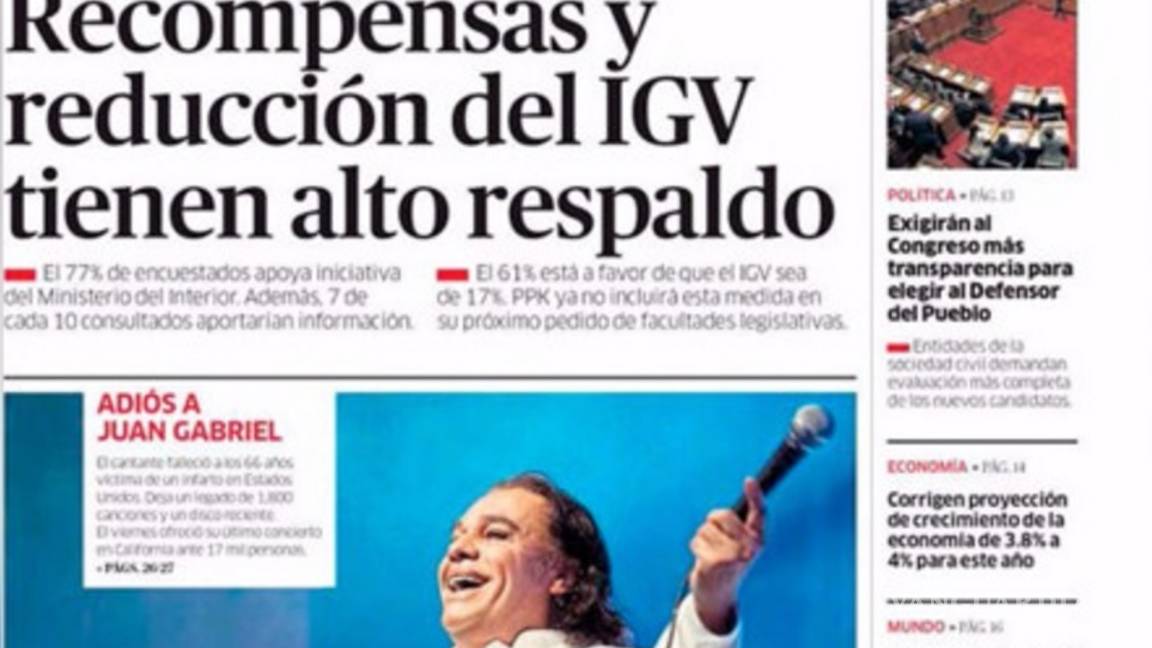 $!Así despidieron los periódicos del mundo a Juan Gabriel