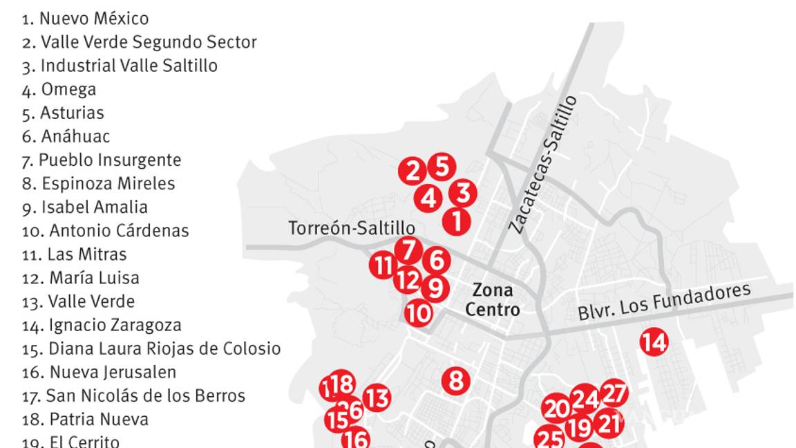 $!Rondan violencia y drogas a escuelas en 27 colonias de Saltillo