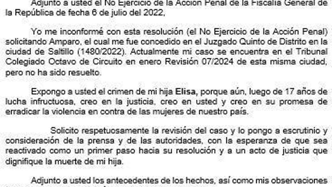 $!La carta fue enviada a la presidenta Claudia Sheinbaum.