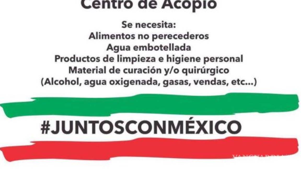 $!Organizan centros de acopio en Saltillo para víctimas del sismo