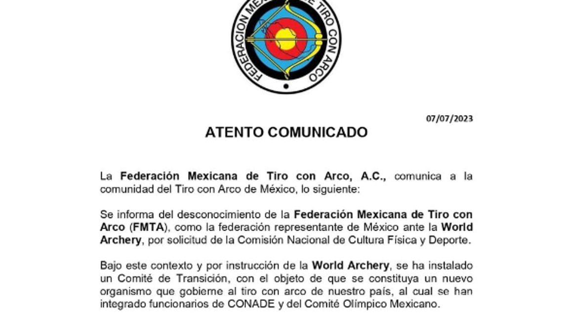 $!Disuelven la Federación Mexicana de Tiro con Arco