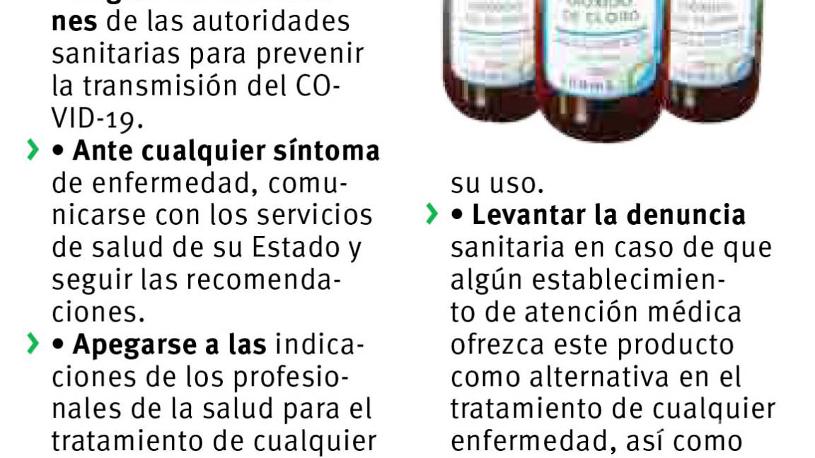 $!Alertan a coahuilenses sobre el consumo de dióxido de cloro