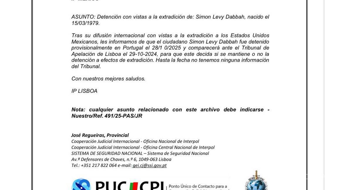 $!Simón Levy: Fiscalía de CDMX confirma que exfuncionario está sujeto a medidas en Portugal