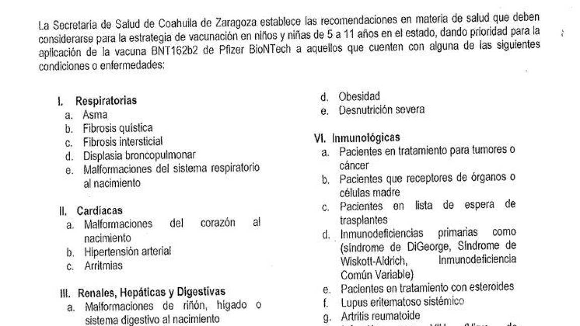 Se aproxima vacunación de menores en Saltillo: envía circular en escuelas para aplicación