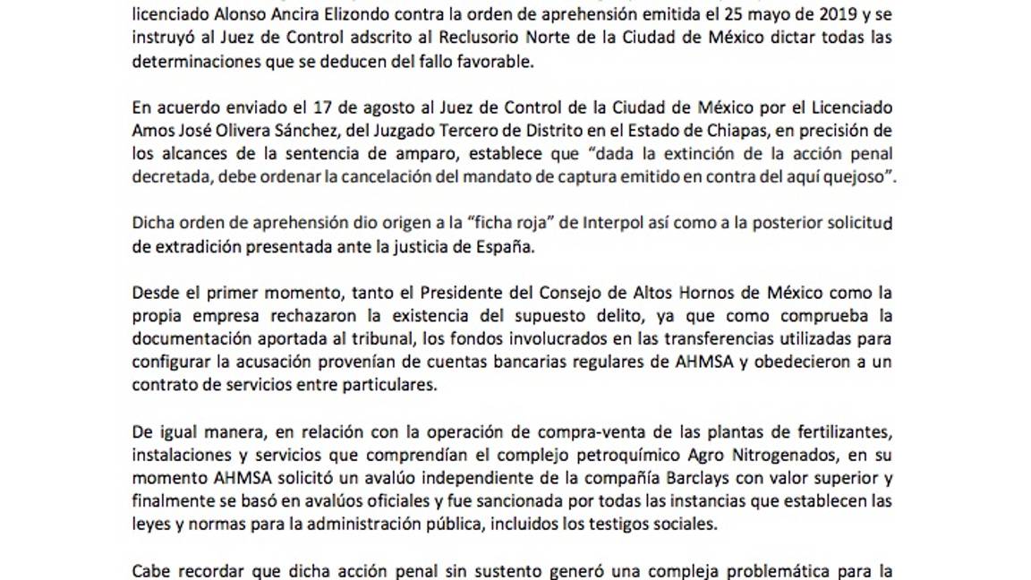 $!Otorgan amparo definitivo a Alonso Ancira, dueño de AHMSA