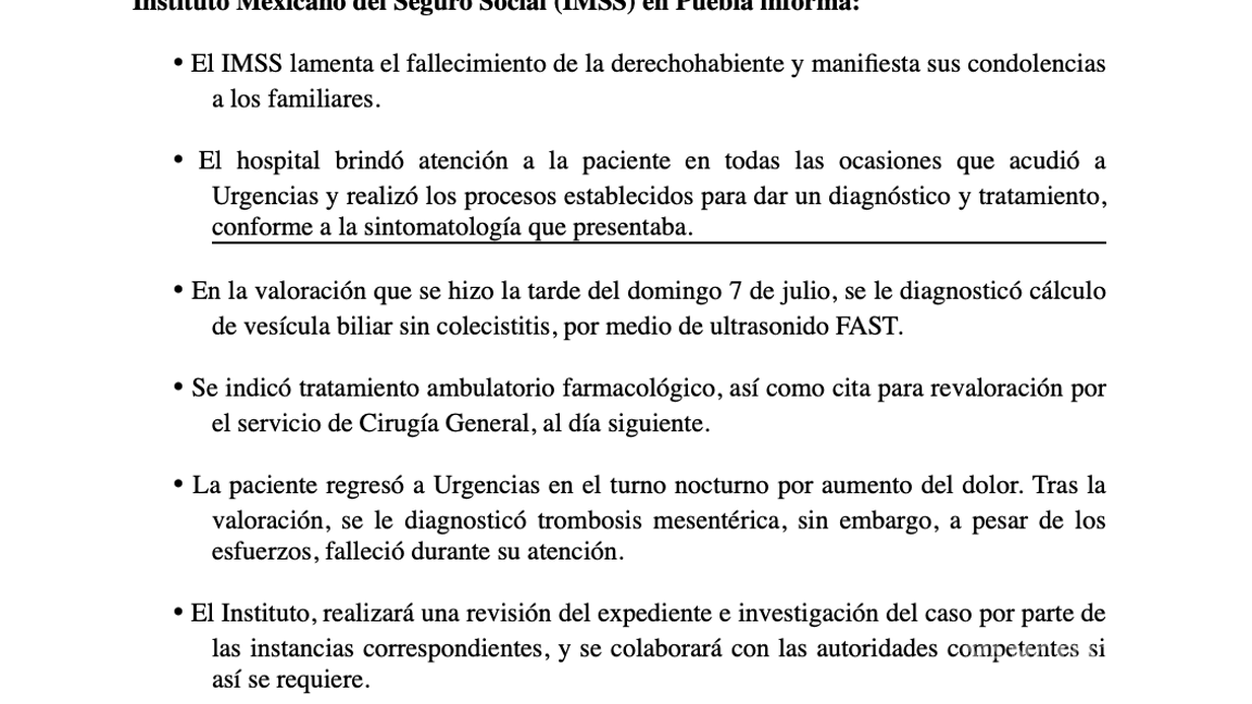 $!Fue cuatro veces al IMSS por dolor abdominal, doctora dijo que no era grave, terminó muerta
