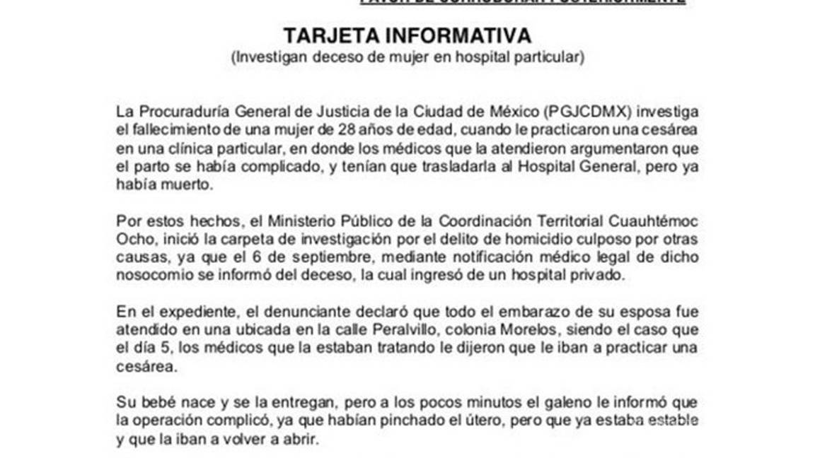 $!Muere una mujer por cesárea mal practicada, el hospital simuló que seguía viva