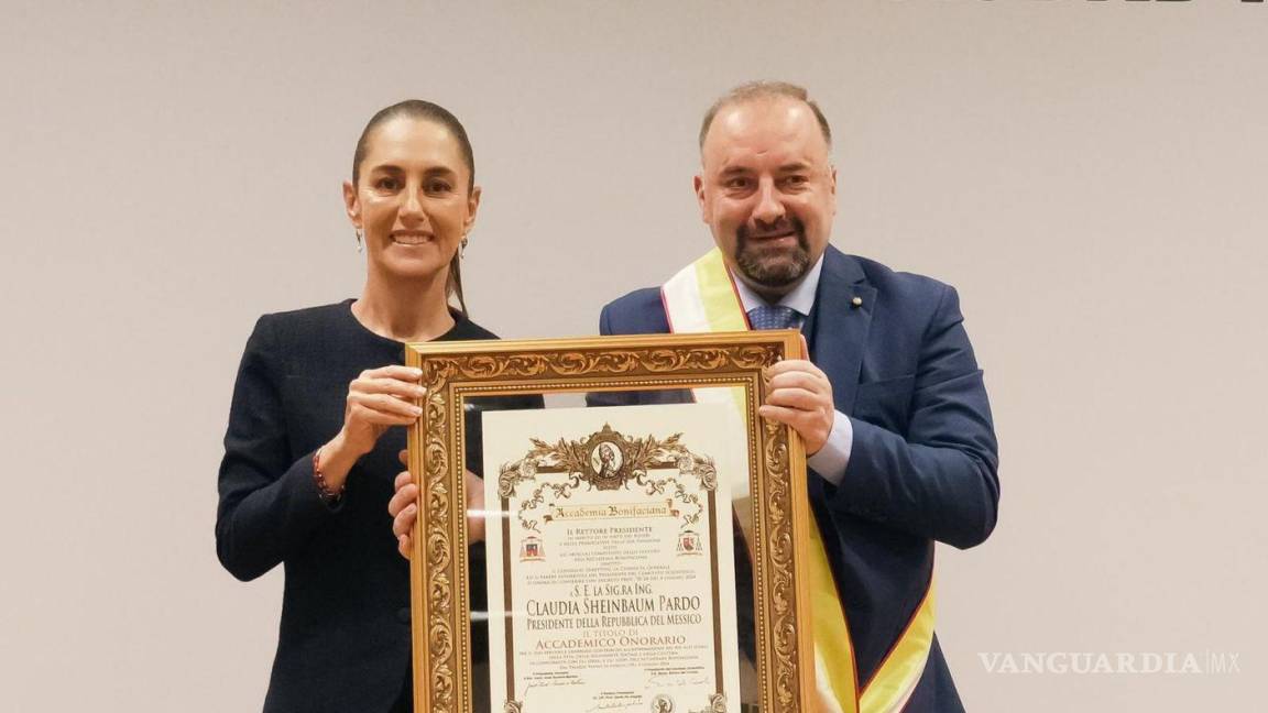 Claudia Sheinbaum recibe el Premio Internacional Bonifacio VIII de Italia