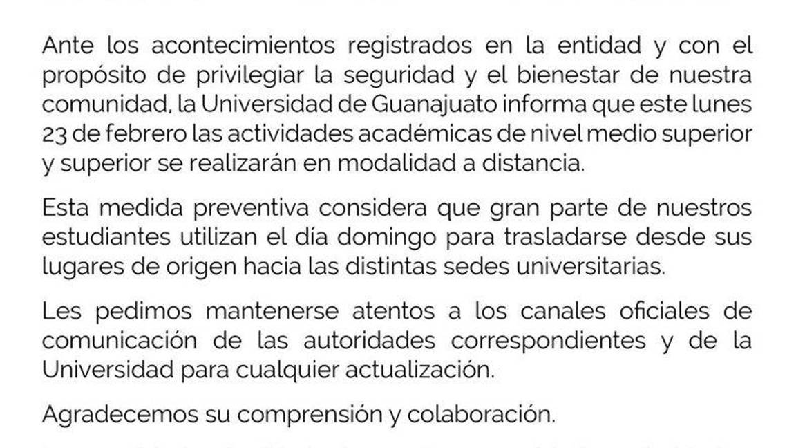 $!Jalisco, Guanajuato y Michoacán entre los estados donde SEP canceló clases tras caída de ‘El Mencho’