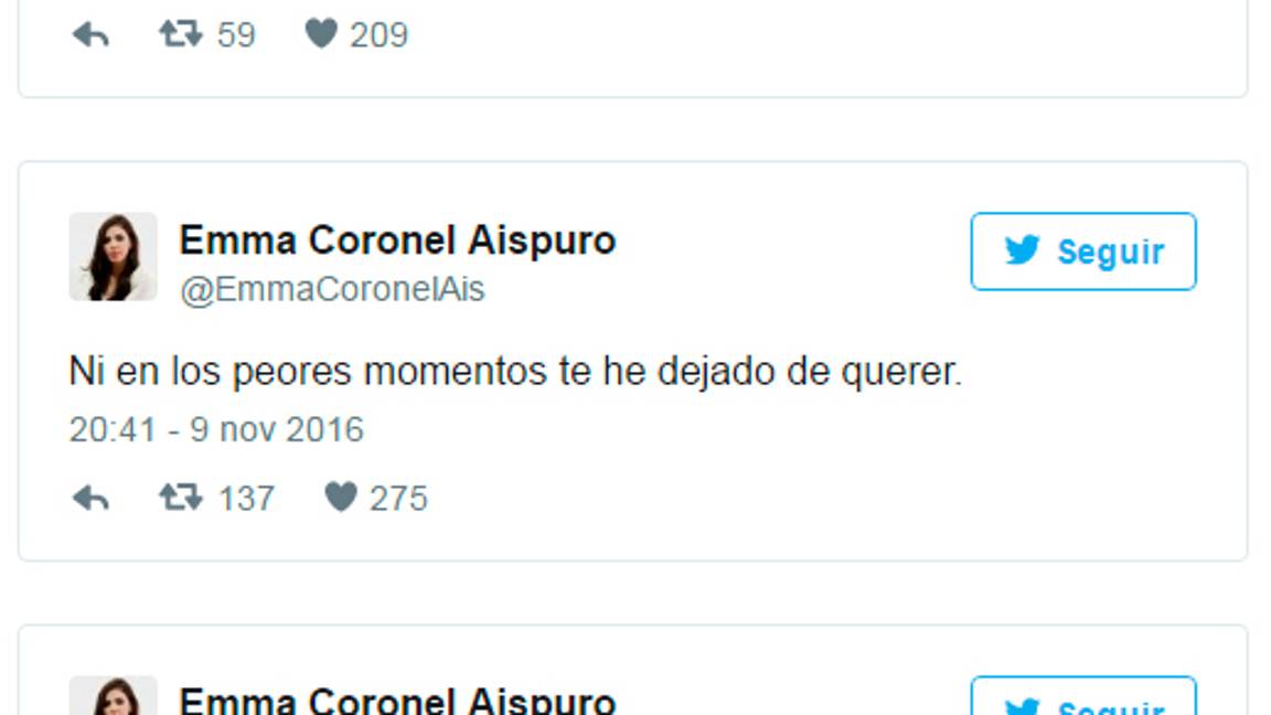 $!"Te amaré toda mi vida": Emma Coronel dedica románticos tuits al 'Chapo' Guzmán