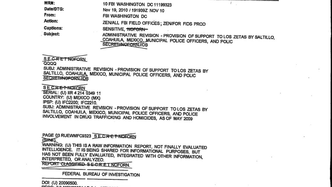 $!Alertó FBI en 2009: Policía de Saltillo era controlada por Zetas