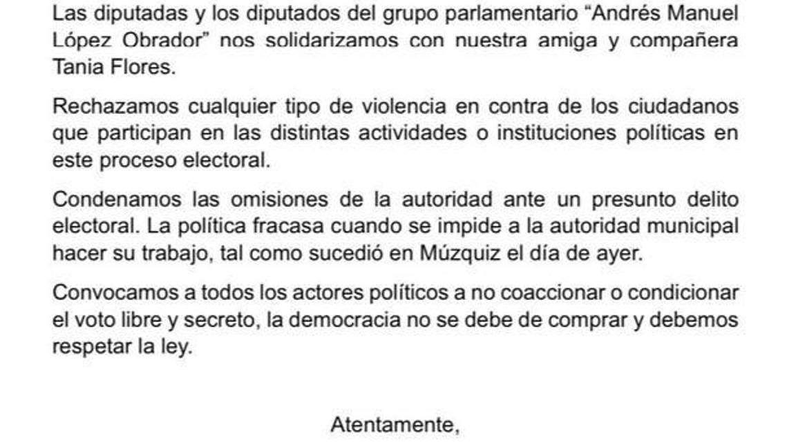 $!Legisladores morenistas muestran su apoyo a Tania Flores tras conflicto en Múzquiz
