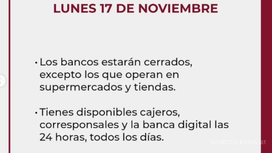 $!Los bancos en México cerrarán sus puertas por el 17 de noviembre, día de asueto oficial en conmemoración por la Revolución Mexicana.