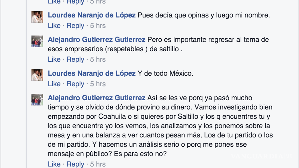 $!Debaten en redes sociales Lourdes Naranjo y Alejandro Gutiérrez