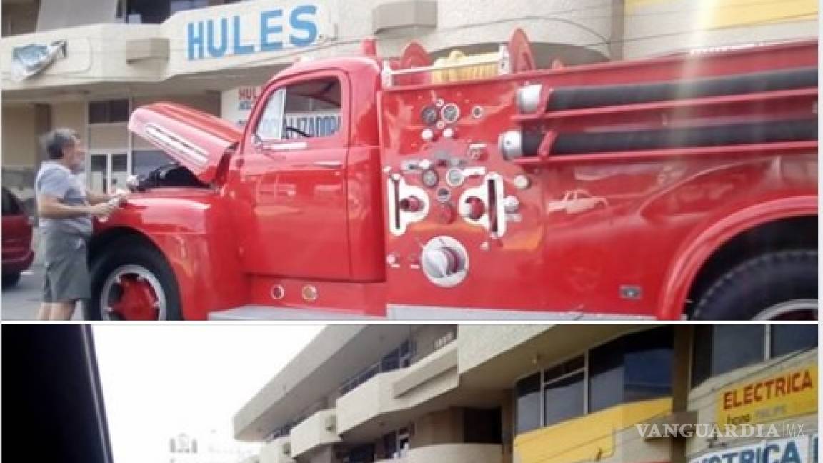 Captan en redes a “El Gran Rojo”, camión de bomberos de Saltillo restaurado por Mexicánicos