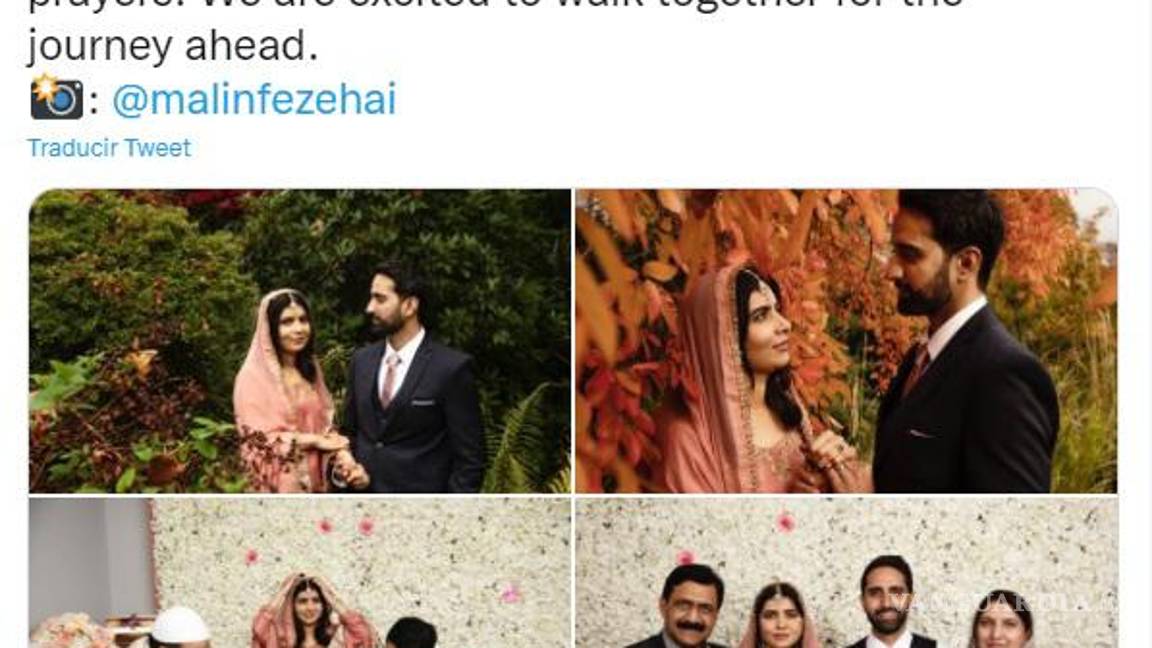 $!En Twitter Malala dio a conocer la noticia de su enlace.