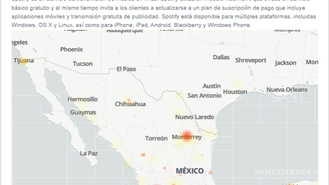 $!Usuarios en redes sociales han reportado una caída masiva en la aplicación de música Spotify.