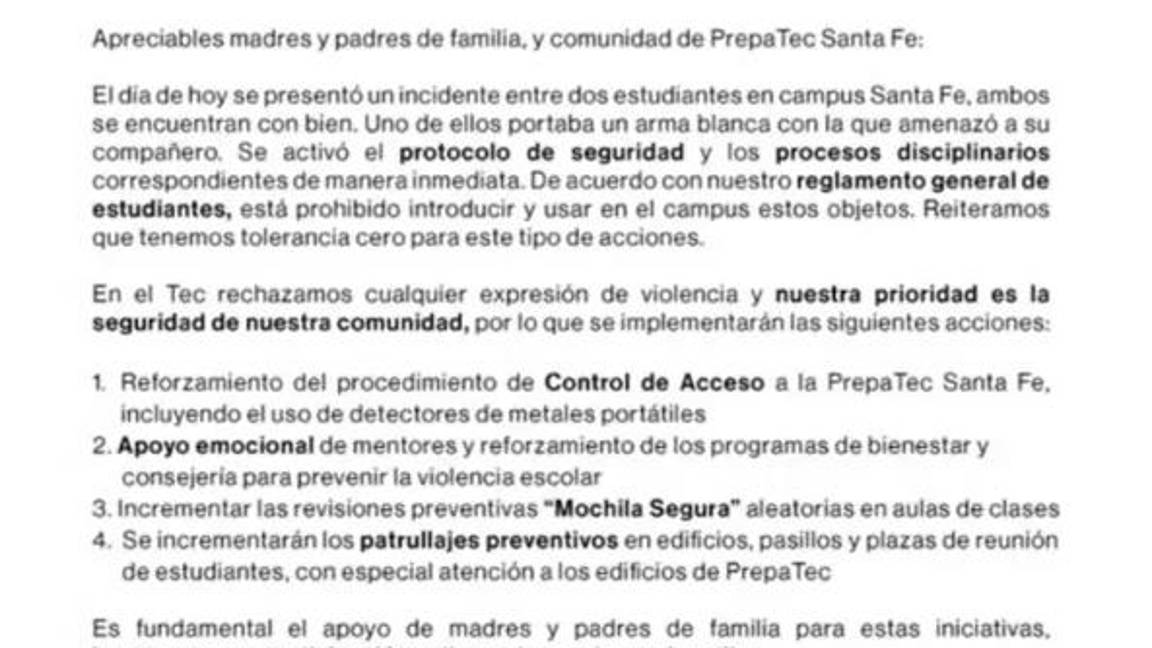 $!Estudiante de la Prepa Tec en la CDMX amenaza a compañero con un cuchillo y manopla