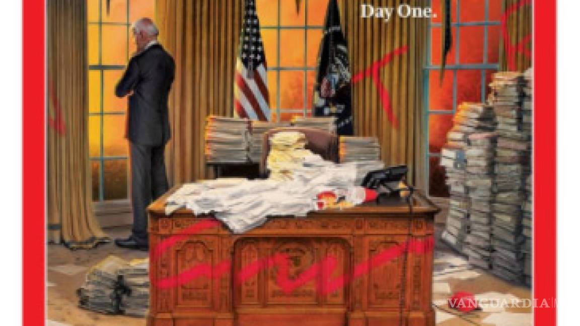 Retrata portada del Time caos que dejó Trump