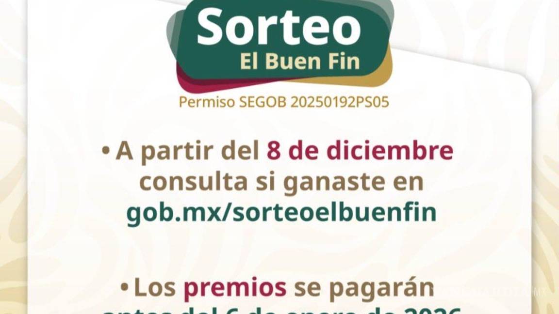 $!SAT revela ganadores del Sorteo del Buen Fin 2025: Revisa AQUÍ si ganaste el premio mayor de 250 mil pesos