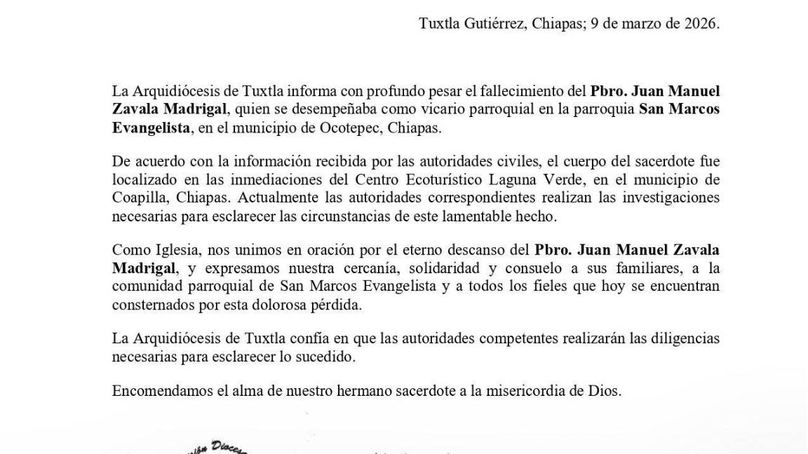 $!Hallan sin vida a sacerdote Juan Manuel Madrigal Zavala en Chiapas