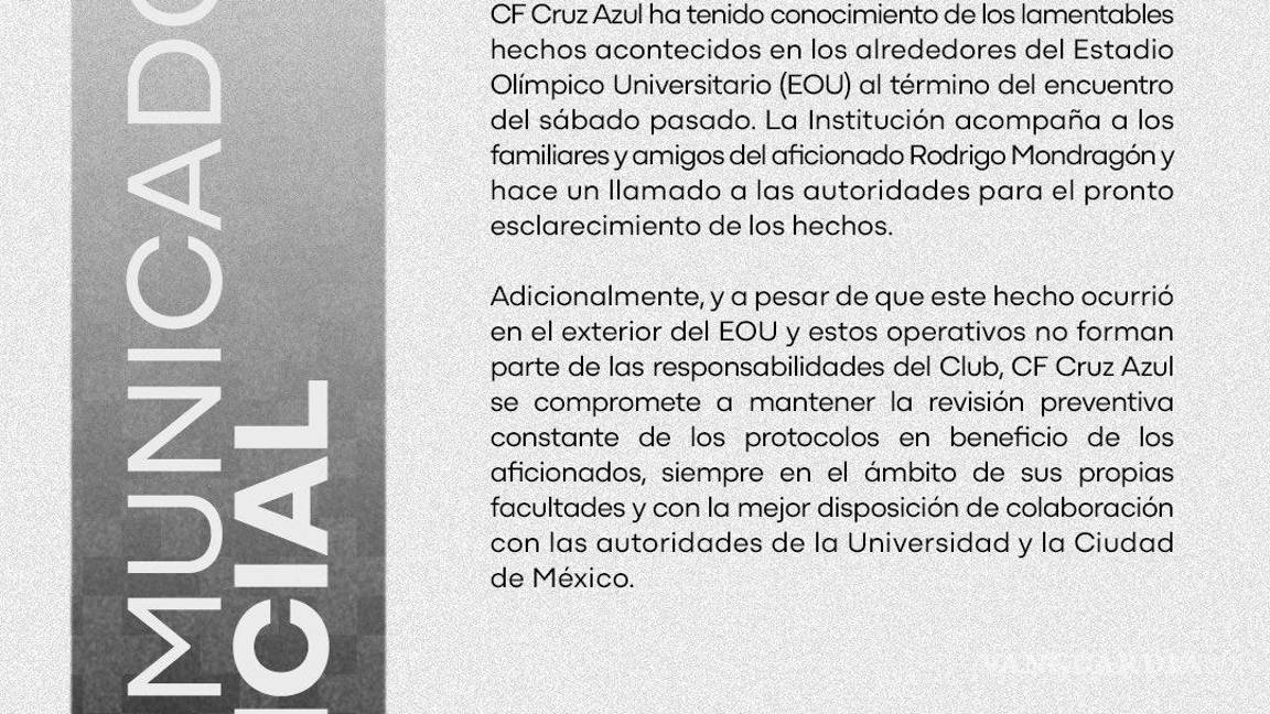 $!¿Qué se sabe sobre la muerte de Rodrigo Mondragón? Aficionado de Cruz Azul fallece tras ser sometido por guardias de la UNAM