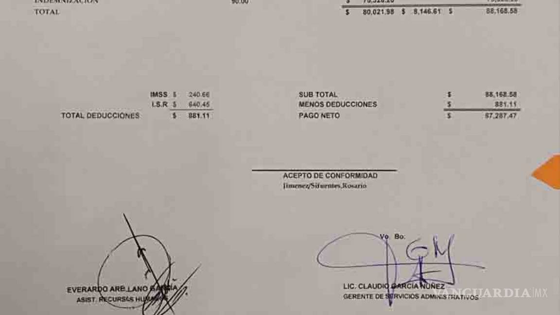 $!Denuncian se autoriza finiquito de 87 mil pesos