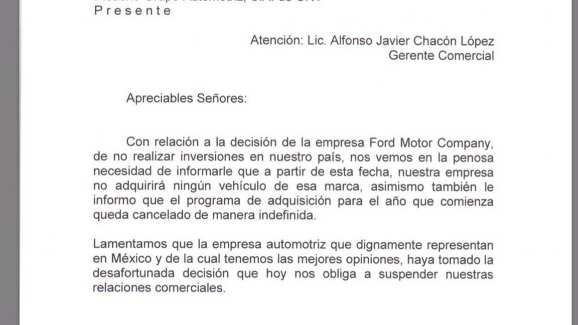$!Grupo Coconal 'rompe' con Ford, tras cancelación de planta